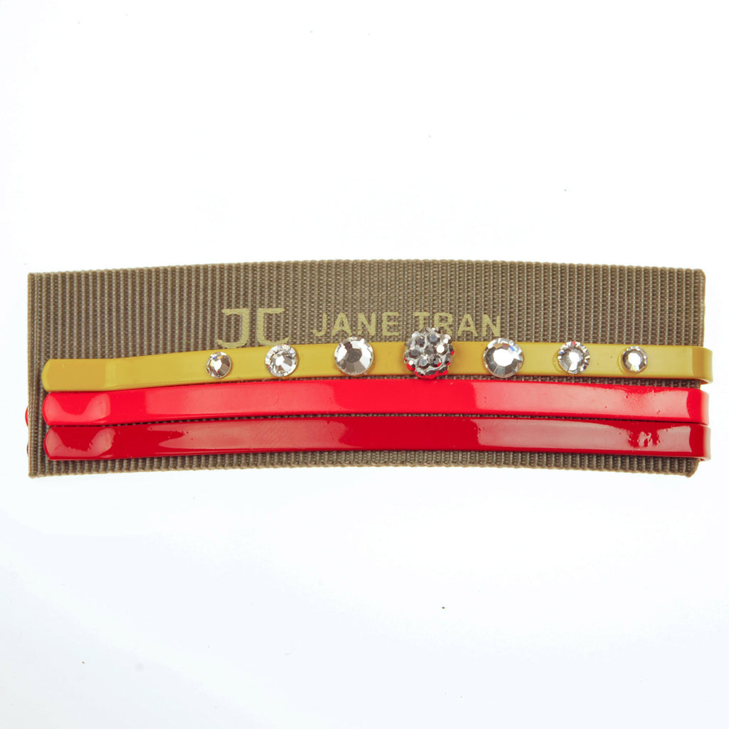 Tri-Tone Bobby Pin Sets with Crystal